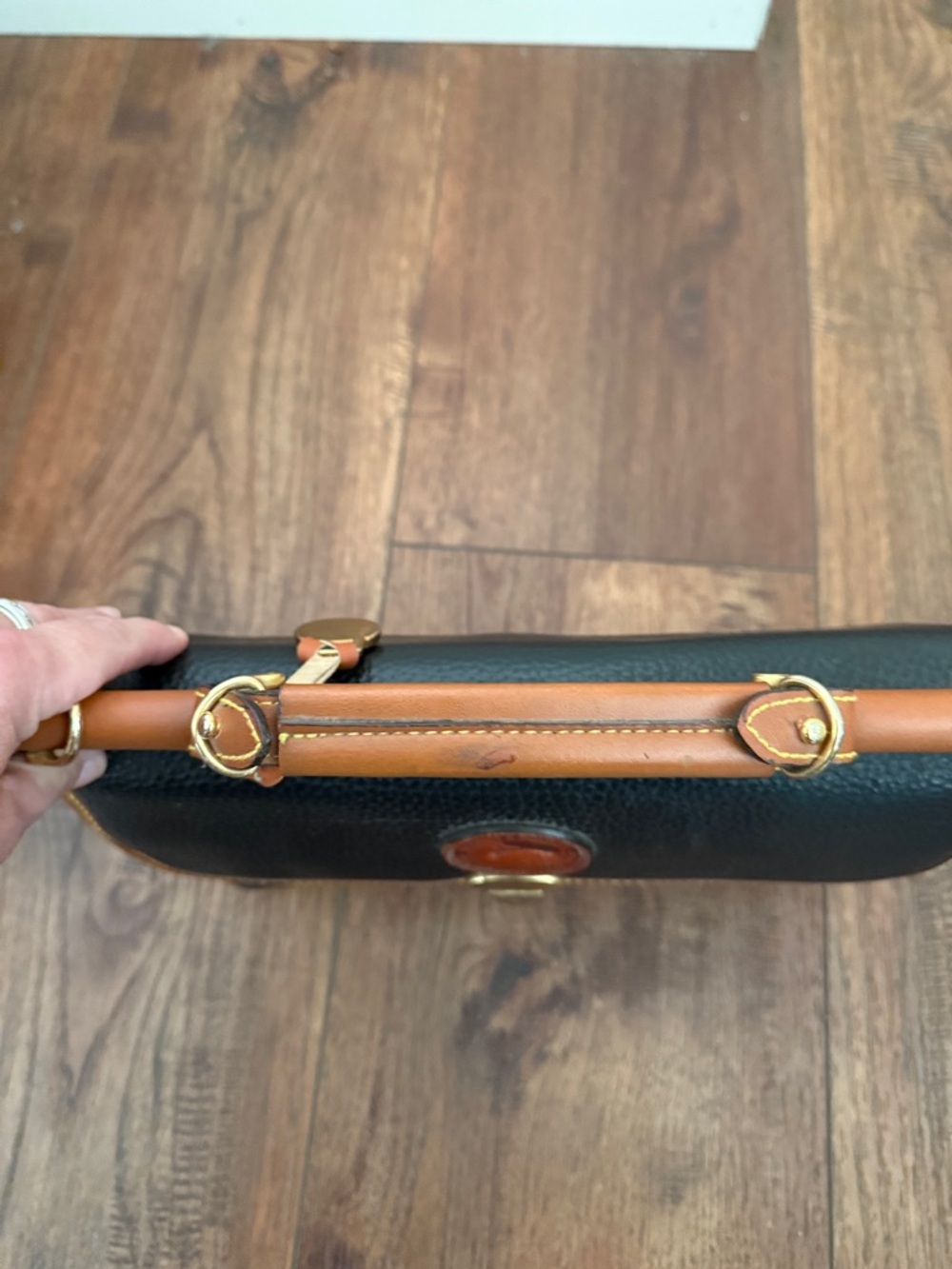Dooney & Bourke Black and Brown Leather Satchel - Picture 3 of 5